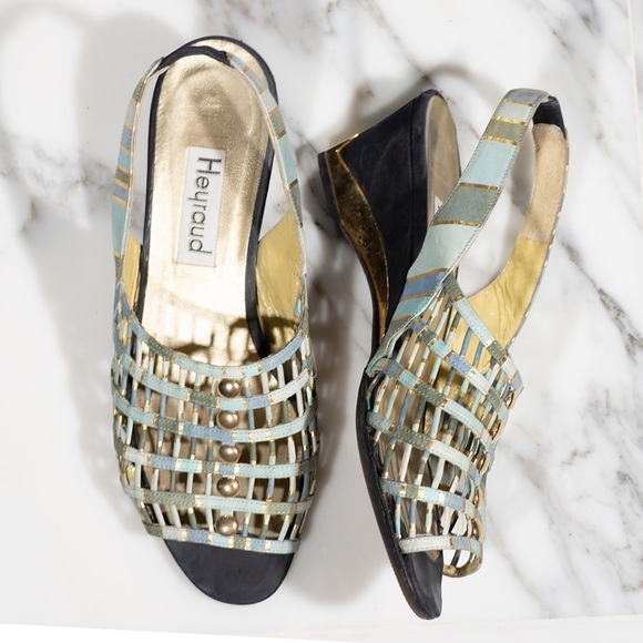 Vintage French Heyraud Summer Wedges Made in Italy - Picture 8 of 9